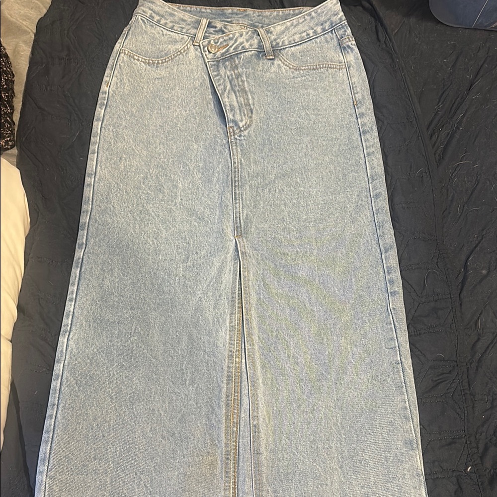 Women's Light Blue cross over denim Skirt